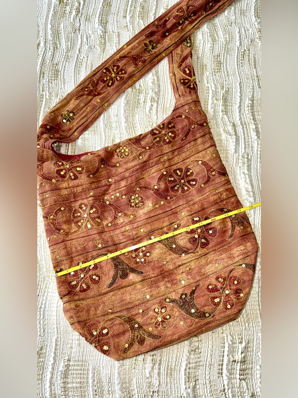 Boho Embroidered Cross Body Bag - Picture 2 of 8